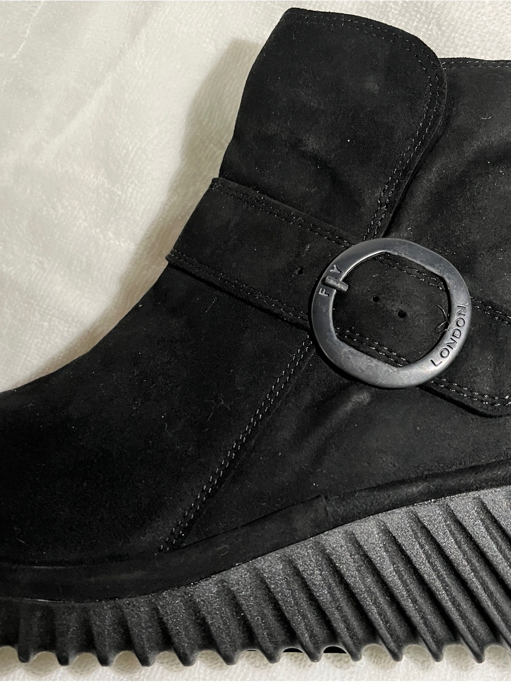 Fly London LELI Wedge Ankle Boot - Black Suede - NEW